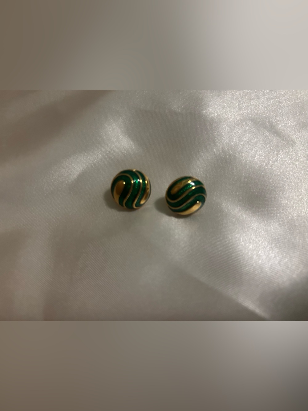 Green and Gold Swirl Stud Earrings
